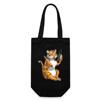 Tiger Schüler Wachsmalstifte Schule - Geschenkbeutel für Flaschen - Schwarz - Vorne