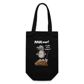 Schlechte Laune Nö Maulwurf Wortspiel - Geschenkbeutel für Flaschen - Schwarz - Vorne