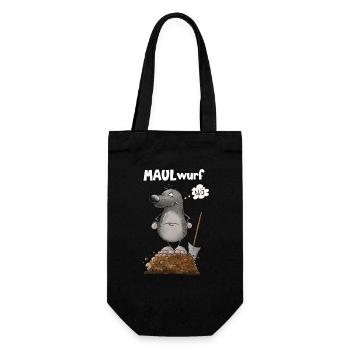 Schlechte Laune Nö Maulwurf Wortspiel - Geschenkbeutel für Flaschen - Schwarz - Vorne