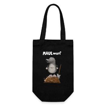 Maulender Nö Maulwurf Wortspiel - Geschenkbeutel für Flaschen - Schwarz - Vorne