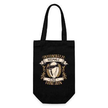 Friseurin Design lustiges Vintage Geschenk - Geschenkbeutel für Flaschen - Schwarz - Vorne
