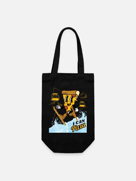 I can Pizza - Skiing Kids - Gift Bag for Bottles - black