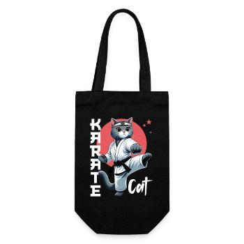 Funny Cat Karate Cat Martial Arts Design - Gift Bag for Bottles - black - Front