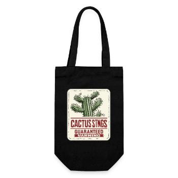Cactus Stings Guaranteed: Warning! - Gift Bag for Bottles - black - Front