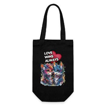 LOVE WINS ALWAYS. Wolves, Wolf, Heart, In Love, - Gift Bag for Bottles - black - Front