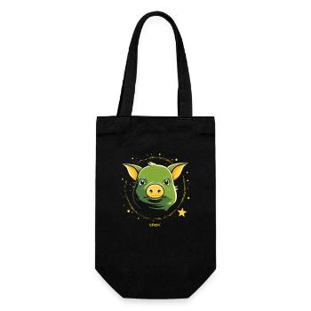Cochon d'espace vert mignon - Sac à bouteille - noir - Devant