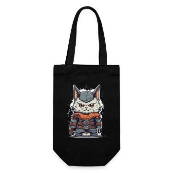 Ein niedliches Wikinger Kätzchen - Geschenkbeutel für Flaschen - Schwarz - Vorne