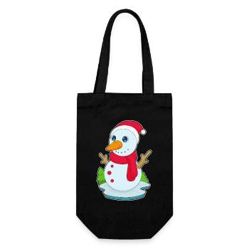 Schneemann Weihnachten Winter - Geschenkbeutel für Flaschen - Schwarz - Vorne
