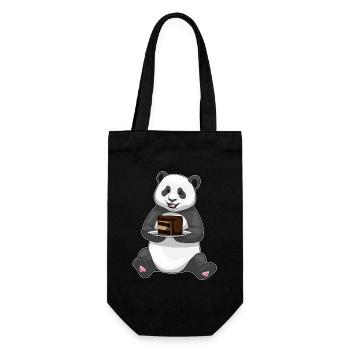 Panda Kuchen - Geschenkbeutel für Flaschen - Schwarz - Vorne