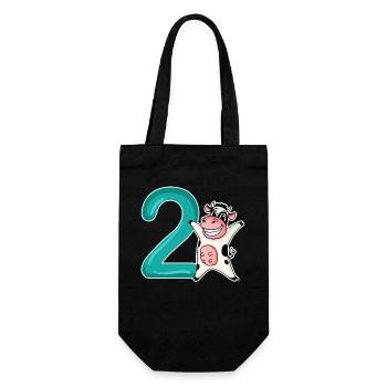 2nd Birthday Motif Cow - Two Years Old - Gift Bag for Bottles - black - Front