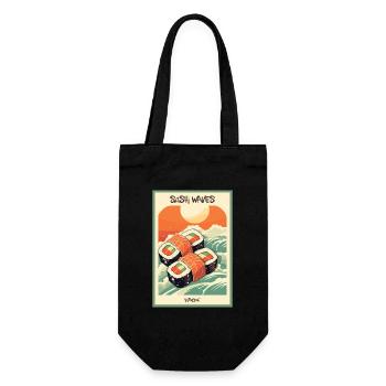 Parody Japanese Advertising Poster: Waves of Sushi - Gift Bag for Bottles - black - Front