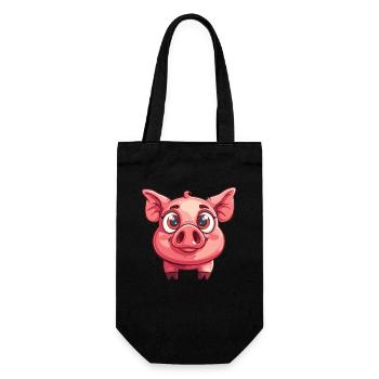 Baby Sau Schwein Schweinchen - Geschenkbeutel für Flaschen - Schwarz - Vorne