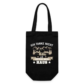 Camping Wohnwagen zelten - Geschenkbeutel für Flaschen - Schwarz - Vorne