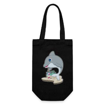 Delfin Maler Pinsel Malen - Geschenkbeutel für Flaschen - Schwarz - Vorne