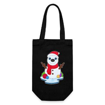 Schneemann Weihnachten Winter - Geschenkbeutel für Flaschen - Schwarz - Vorne