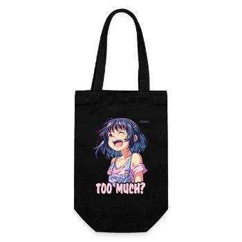 Zu viel? Lachendes Anime-Mädchen - Geschenkbeutel für Flaschen - Schwarz - Vorne