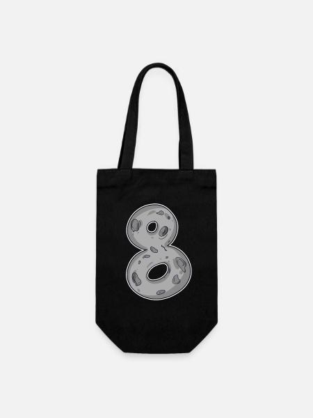Zahl 8 Nummer Acht Mond Motiv - Geschenkbeutel für Flaschen - Schwarz