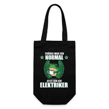 Lustiger Spruch Elektriker Beruf Frosch Kaffee - Geschenkbeutel für Flaschen - Schwarz - Vorne