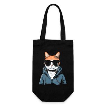 Super cool hoodie and cat sunglasses - Gift Bag for Bottles - black - Front