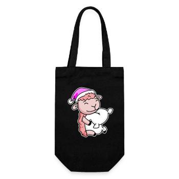 Schaf Müde Ausschlafen Schlafen Mädchen - Geschenkbeutel für Flaschen - Schwarz - Vorne