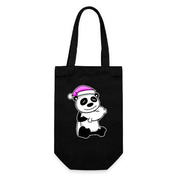 Panda Müde Ausschlafen Schlafen Mädchen - Geschenkbeutel für Flaschen - Schwarz - Vorne