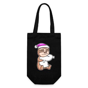 Faultier Müde Ausschlafen Schlafen Mädchen - Geschenkbeutel für Flaschen - Schwarz - Vorne