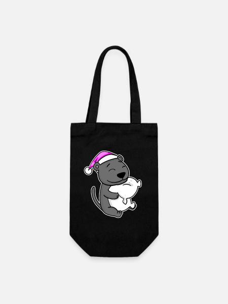 Schwarzer Panther Müde Ausschlafen Schlafen Rosa - Geschenkbeutel für Flaschen - Schwarz