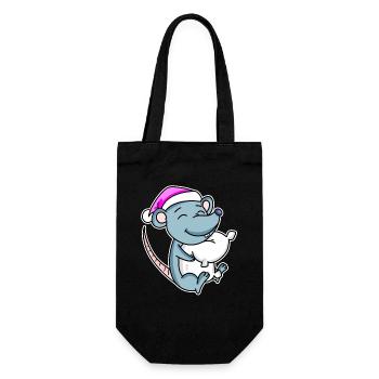Maus Müde Ausschlafen Schlafen Mädchen - Geschenkbeutel für Flaschen - Schwarz - Vorne