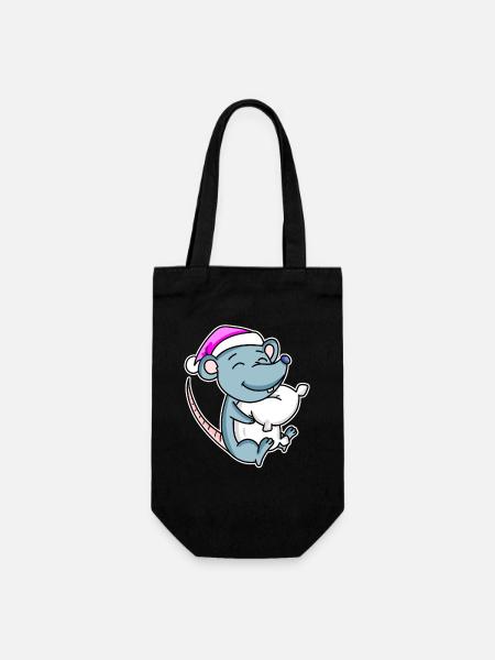 Maus Müde Ausschlafen Schlafen Mädchen - Geschenkbeutel für Flaschen - Schwarz