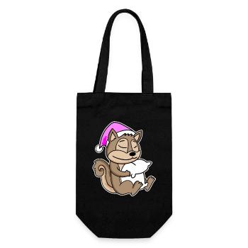 Eichhörnchen Müde Ausschlafen Schlafen Mädchen - Geschenkbeutel für Flaschen - Schwarz - Vorne