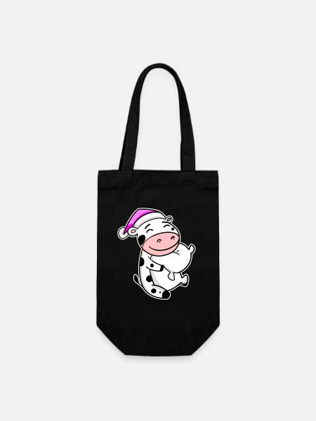 Kuh Müde Ausschlafen Schlafen Mädchen - Geschenkbeutel für Flaschen - Schwarz