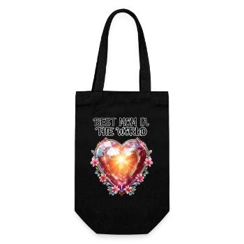Mother's Day. Liebe, Beste Mutter, Herz, Blumen, - Geschenkbeutel für Flaschen - Schwarz - Vorne