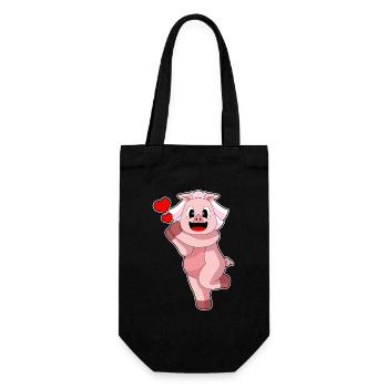 Schwein Braut Herz Hochzeit - Geschenkbeutel für Flaschen - Schwarz - Vorne