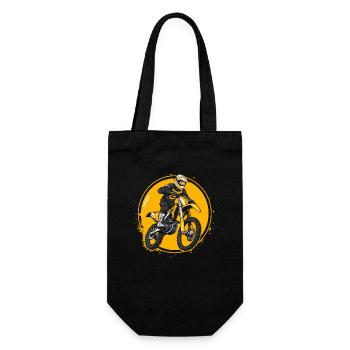 Weißer und gelber Super Motocross Fahrer - Geschenkbeutel für Flaschen - Schwarz - Vorne