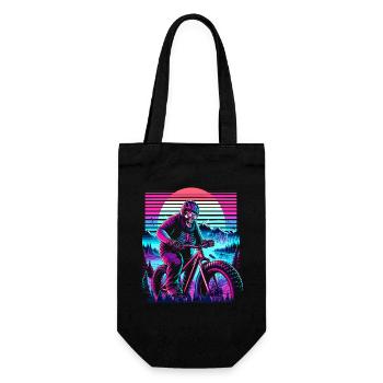 Synthwave Skeleton Biker Fatbike Rétro Coucher de soleil - Sac à bouteille - noir - Devant