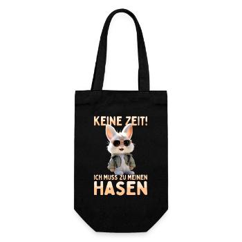 Hase Kaninchen Bunny Ich Muss Zu Meinen Hasen - Geschenkbeutel für Flaschen - Schwarz - Vorne