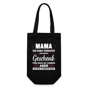Beste Mama Geschenk Lustiger Spruch Kinder - Geschenkbeutel für Flaschen - Schwarz - Vorne