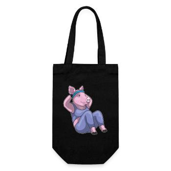 Schwein Bauchmuskeltraining Bodybuilding - Geschenkbeutel für Flaschen - Schwarz - Vorne