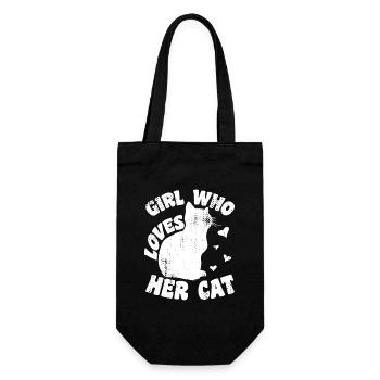 Fille qui aime son chat - Sac à bouteille - noir - Devant