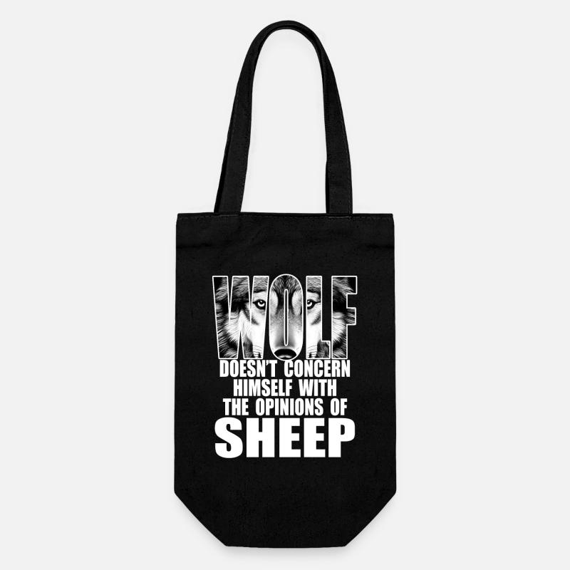 Wolf, stark und unabhängig - Geschenkbeutel für Flaschen - Schwarz