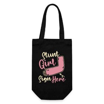 Stunt Girl Schild hier gebrochener Knochen gebrochener Finger - Geschenkbeutel für Flaschen - Schwarz - Vorne