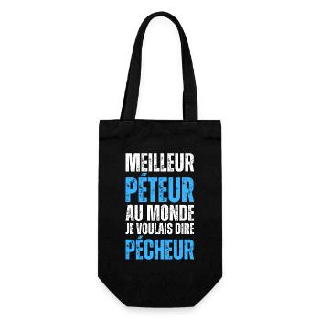 Pécheur Homme Péteur Pécheur Poisson Pêche Drôle - Sac à bouteille - noir - Devant