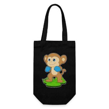 Affe Boxer Boxhandschuhe Boxen - Geschenkbeutel für Flaschen - Schwarz - Vorne