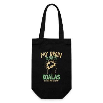 Mein Gehirn besteht zu 95% aus Koalas Koalabär Eukalyptus Koala - Geschenkbeutel für Flaschen - Schwarz - Vorne