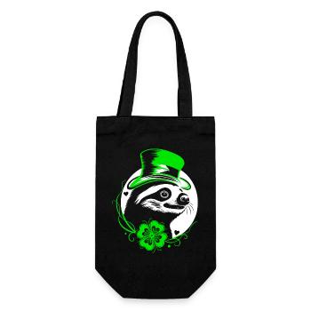 Sloth St Patrick's Day with clover and hat - Gift Bag for Bottles - black - Front