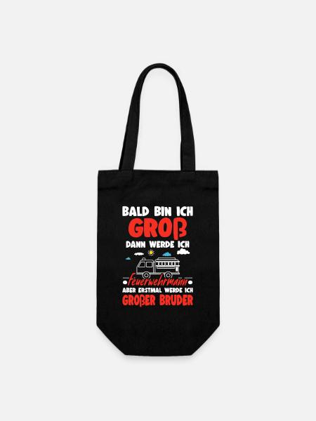 Nachwuchs Verkünden Werde Großer Bruder Feuerwehr - Geschenkbeutel für Flaschen - Schwarz