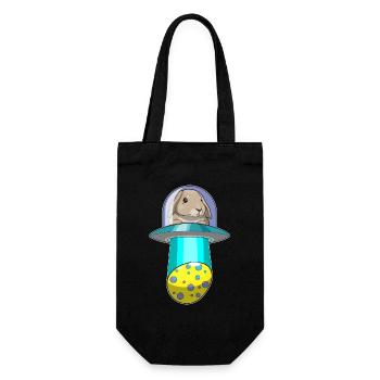 Hase Ostern Raumschiff - Geschenkbeutel für Flaschen - Schwarz - Vorne