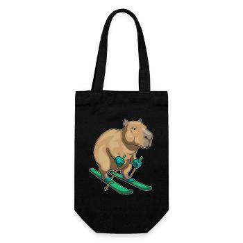 capybara, skieur, skieur, sports d’hiver - Sac à bouteille - noir - Devant