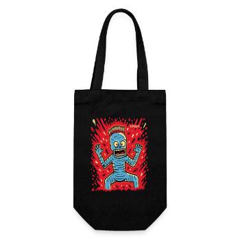 Verrückte lustige Cartoon Pop Art mit Skelett - Geschenkbeutel für Flaschen - Schwarz - Vorne
