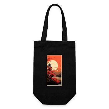 Traditional temples in Japanese nature - Gift Bag for Bottles - black - Front